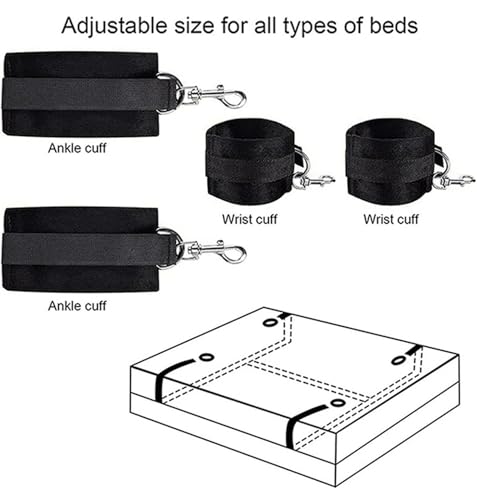 BDSM Sex Bed Bondage Restraints Kit Toys for Ankle and Wrist Bar Sex Resistance Bands Women Bed for Neck with Ankle Straps Sex Handcuffs Hand Cuff Bracelets for Women Set Adults Bedroom Play Sweater