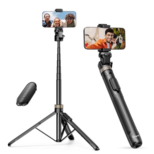 Sensyne 72" Extendable Tripod for iPhone & Selfie Stick with Detachable Phone Holder & Wireless Remote, Compatible with All Cell Phones, Black - color: Black