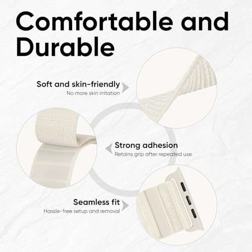 Arm/Ankle Band Compatible with Apple Watch 38mm 40mm 41mm 42mm 44mm 45mm 46mm 49mm for Women Men, Adjustable and Breathable Nylon Armband/Ankle Strap for iWatch SE3 2 1 Ultra Ultra2 Ultra3 Series 11 10 9 8 7 6 5 4 3 2 1 - color: Standard (Starlight), size