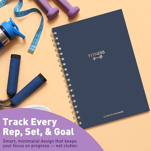 Sweetzer & Orange Fitness Planner Notebook – 6" x 8.5" Workout Log Book & Fitness Journal – 129 Pages with Measurement Tracker, Weight Tracker, Workout Planner, Food Log, 30 Day Challenge & Notes – Gold Spiral