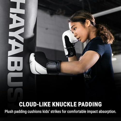 Hayabusa E1 Boxing Gloves for Kids, Youth and Teens - color: White/Silver, size: 6oz