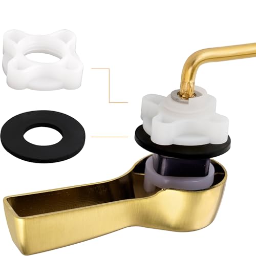 Hibbent Universal Metal Front Mount Toilet Handle Replacement Kit | Brushed Gold Solid Brass Toilet Flush Tank Lever, Stainless Steel Flapper Chains for Most Toilet Tanks - color: Brushed Gold, style: Upgraded Front Mount