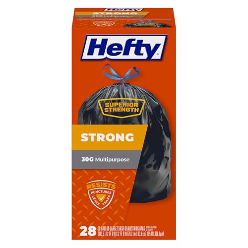 Hefty Strong Large Trash Bags, Black, 30 Gallon, 28 Count - size: 28 Count (Pack of 1)