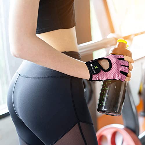 spacepower Workout Gloves - Lightweight Breathable Gym Gloves for Women & Men's Exercise - color: Pink, size: Large