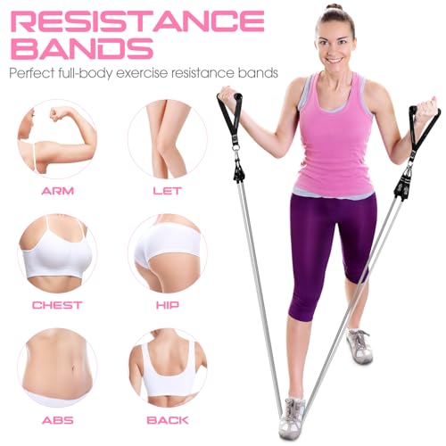 RENRANRING Resistance Bands for Working Out, 150LBS Exercise Bands, Workout Bands, Resistance Bands Set with Handles for Men Women, Legs Ankle Straps - color: Grey Set, size: 51.0 inch