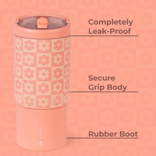 HydroJug Sport 14 oz Insulated Kids Water Bottle with Straw, Daisy Checkers - color: Daisy Checkers, size: 14oz