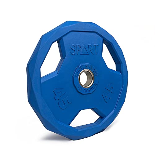 SPART Color Coded Weight Plate 2-Inch Rubber Coated Olympic Grip Plate for Barbell, Solid Cast Iron Weight Plates for Strength Training, Weightlifting, Crossfit, Home Gym, 2.5LB/5LB/10LB/25LB/35LB/45LB, Pair - color: 45LB-SINGLE