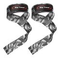 Rip Toned Lasso Lifting Straps for Weightlifting, 23¼" Padded | 1 Pair, cotton, non-latex neoprene. No break-in. Quick release. Deadlifts, rows, shrugs, pull-ups. Machine washable. - color: Grey Camo