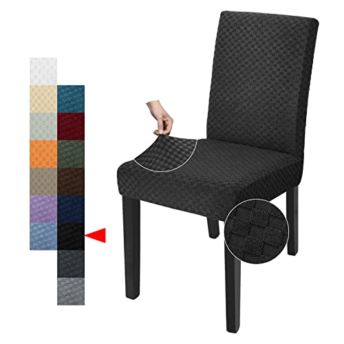 YEMYHOM 2 Packs Latest Checkered Dining Chair Slipcover Parsons Chair Furniture Protector Stretch Chair Covers for Dining Room, Restaurant, Kitchen, Party (Black) - color: Black, size: 2 Packs - Dining Chair