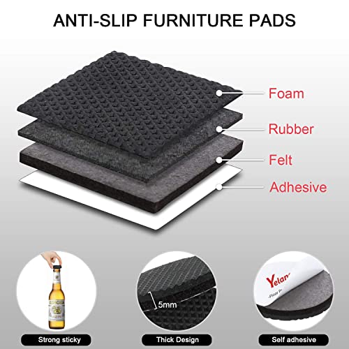 Yelanon Non Slip Furniture Pads -4pcs 6" Grippers Hardwood Floors, Non Skid for Furniture Legs,Self Adhesive Rubber Furniture Feet, Anti Slide Furniture Floors Protectors for Keep Couch Stoppers - size: 4pcs 6" Square
