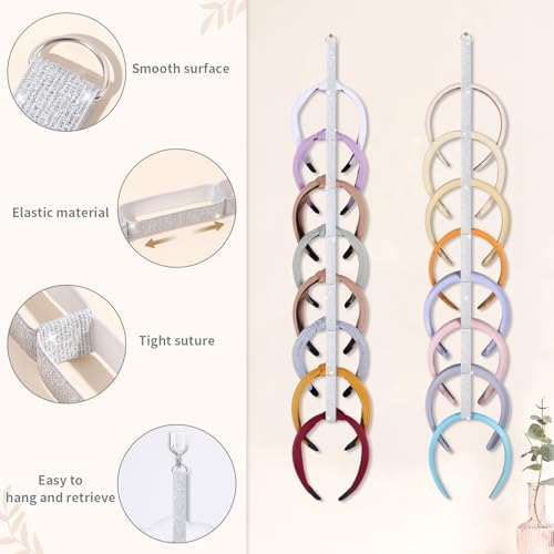 3 PCS Headband Holder Organizer for Girl,Hanging Hairband Storage for Women,Glittering Silver Hair Hoop Display Hair Accessories Organizer Bedroom College Dorm Decor(Glittering Silver) - color: Glittering Silver-3pcs
