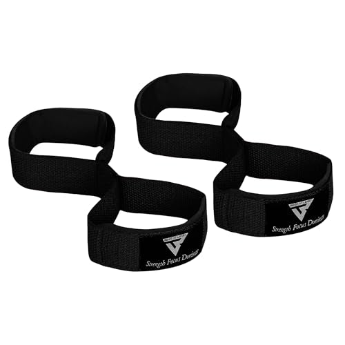 Weight Lifting Straps Figure 8, Anti Slip Strap with cuffs wrist Support for Gym Workout Deadlift Powerlifting Bodybuilding Weightlifting, Fitness Strength Training, Hand Bar Grip for Men - color: F BLK