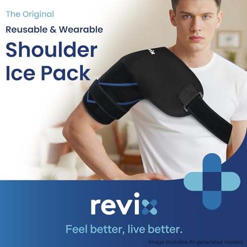 REVIX XL Shoulder Ice Pack Wrap & Brace for Rotator Cuff & Arm, 2 Gel Pack | Reusable Gel Shoulder Brace for Surgery Recovery, Rotator Cuff & Muscle Relief, for Men & Women - size: Large, style: Black, 2 Gel Packs+1 Shoulder Brace