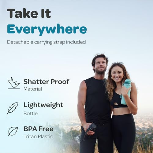 Hydracy Motivational Water Bottle with Time Marker & Fruit Infuser 32 oz | BPA-Free Tritan, Leakproof Flip-Top Lid,No-Sweat Sleeve,Carry Strap,Daily Intake Tracking for Gym,Sports,Outdoors - color: Aqua Blue, size: 32 Ounces