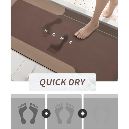 Housego Absorbent Bath Mat, Quick Dry Bath Rug, 16.93x34.65, Brown | Absorbent Bath Mat Magic Rug; Quick Drying Magic Bath Mat Non-Slip Floor Rug Rubber Backed for Bathroom Kitchen Shower Sink - color: Brown, size: 1'5" x 2'11" (Rectangular)