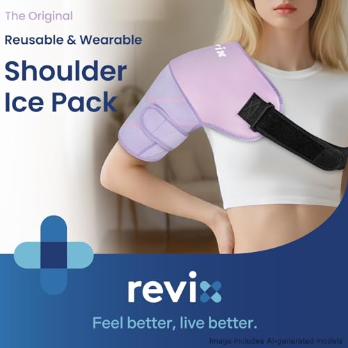 REVIX Shoulder Ice Pack Wrap & Brace for Rotator Cuff & Arm, 2 Gel Packs | Reusable Gel Shoulder Brace for Surgery Recovery, Rotator Cuff & Muscle Relief, for Men & Women, Purple - size: Medium, style: Purple, 2 Gel Packs+1 Shoulder Brace