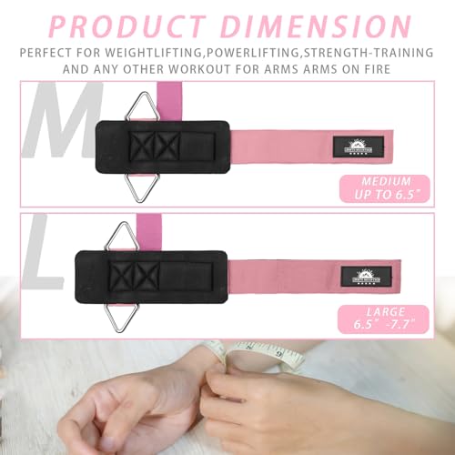 Wrist Cuffs Weight Lifting Straps – Heavy-Duty Cable Machine Attachments & Weightlifting Wrist Support for Lateral Raises, Pull Exercises & Strength Training - color: pink, size: size M