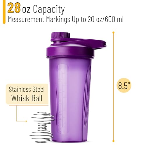 Mr. Pen- Shaker Bottles for Protein Mixes with Twist Cap, 28 oz | Purple Protein Shaker Bottle with Wire Whisk Ball, Mixer Bottle - color: Purple