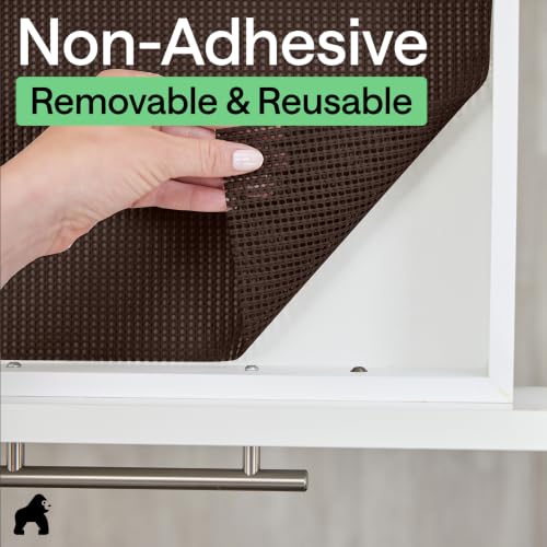 GORILLA GRIP powerGRIP Drawer Shelf and Cabinet Liner, Thick Strong Hold, Non-Adhesive Liners Protect Kitchen Cabinets and Cupboard, Bathroom Drawers, Easy Install, Breathable Mat, 12" x10', Chocolate - color: Chocolate, size: 12" X 10', style: 12" x 10'