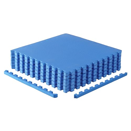 CAP Puzzle Exercise Mats | 1” Thick EVA Interlocking Foam Tiles for Home Gym Flooring | Multiple Options - color: T - Blue, style: 6 Tiles (24 SQ FT)