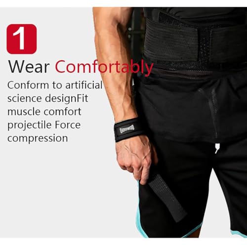 GOUNOD Lifting Straps for Weightlifting, Padded Wrist Straps, Black, 1 Pair | Non-slip silicone grip and cushioned wrist padding for Weightlifting, Gym, Deadlift, Workout, Gym Strength Training.