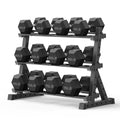 PAPABABE Dumbbell Set with Rack, 540-850lb, Rubber Encased, Home Gym | Complete & Durable Cast Iron Core Odorless PVC Antiroll Hex Shape Ergonomic Chrome Handle Versatile Home Gym - size: 750LB with 3-Tier Weight Rack