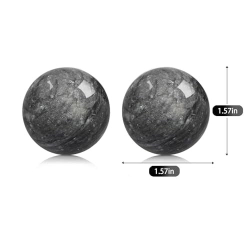 Traditional Chinese Baoding Balls, Marble Health Exercise Stress Relief Balls with an Upgraded Shockproof Imitation Wood Box, Dark Grey, 2-Piece Set, Medium-1.57" - color: Dark Grey, size: Medium-1.57"