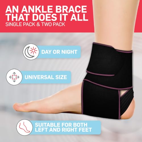 Dr. Arthritis Essentials Ankle Brace Support, Stabilizing Wrap for Sprains, Tendonitis, Achilles Injuries, Running, Basketball, Fits Left & Right Foot (Pink 2 Pack) - size: Pink - 2 Pack