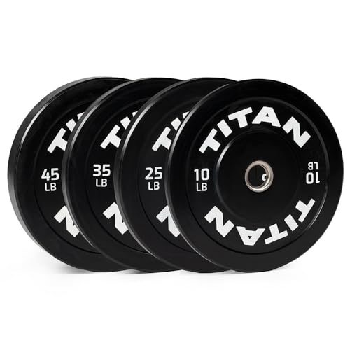 Titan Fitness Economy Series Black Olympic Bumper Plates, Durable Rubber Exterior with Steel Core, Weightlifting and Strength Training Weight Plate - size: 230 LB Set