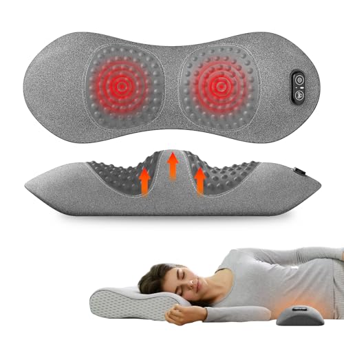 3-in-1 Electric Lumbar Support Pillow for Bed and Chair, Triple Fusion Back Massager with Heated, Vibration and Traction for Lower Back Pain Relief and Spine Support, Gray. - color: Matte Gray