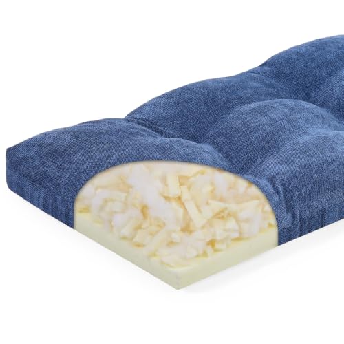 baibu 36 Inch Memory Foam Bench Cushion, Dual-Layer Patent Design Non-Slip Indoor Bench Cushion with Ties, 36x15x3Inch, Blue - color: Dark Blue, size: 36x15x3 Inch (Pack of 1)