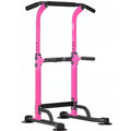 SogesPower Power Tower Dip Station Pull Up Bar for Home Gym Adjustable Height Strength Training Workout Equipment,Pull Up Bar Station - color: Pink