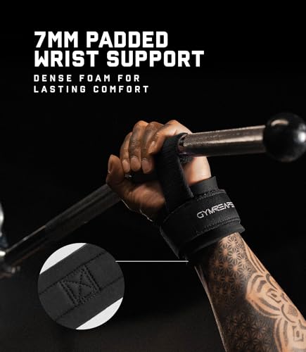 Gymreapers Weight Lifting Straps With Dowel - Wrist Straps for Weightlifting - Workout Deadlift Wrist Weights - Reinforced Stitching & Padded Fit Gym Accessories for Strength & Gym Hand Grip - color: Black
