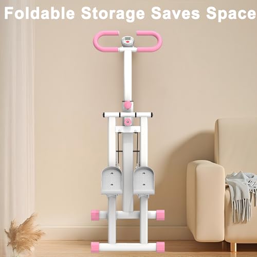 Stair Stepper for Home, Vertical Climber Machine for Full-Body Exercise,265lbs Home-Upgrade Climber Fitness Equipment with Stable Frame Adjustable Handlebar for Women Men - color: Pink