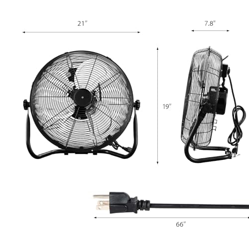 ROVSUN 16" High Velocity Floor Fan with Wall-Mounting System, 3-Speed Heavy Duty Metal Industrial Fan with Adjustable Tilt, Wall Mount Fan Cooling for Commercial, Garage, Workshop, Greenhouse and Gym - size: 16''