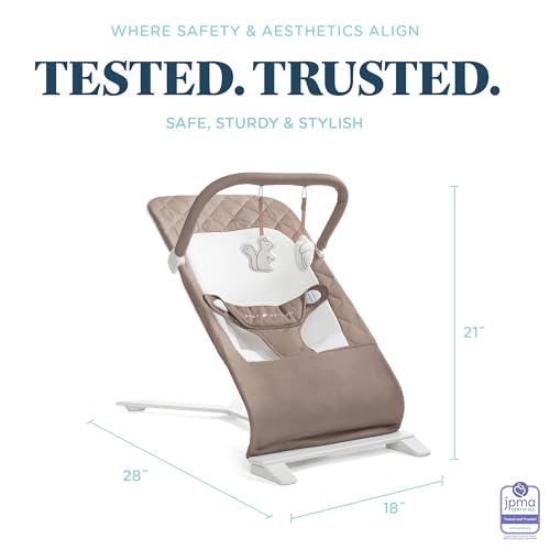 Baby Delight Alpine Deluxe Portable Baby Bouncer | Infant | 0-6 Months | 100% GOTS Certified Organic Cotton Fabric | Organic Mocha - color: Organic Mocha