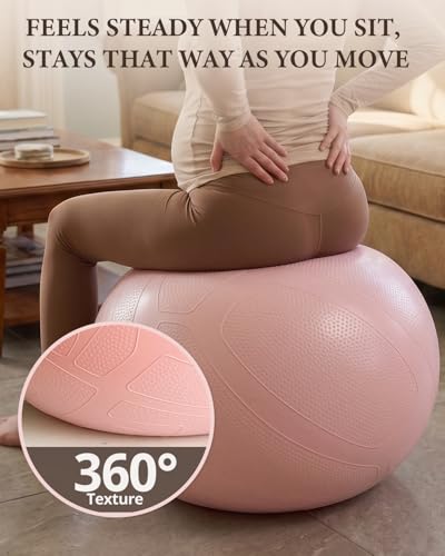 Trideer Pregnancy Birthing Ball, 1.7mm Extra Thick Yoga Ball for Maternity, Labor, Physio, Recovery, Exercise Guide & Daily Comfort Tips for All Trimesters, Anti-Burst Non-Slip Stability Ball - color: Mistyrose, size: L(23-26IN/58-65cm)