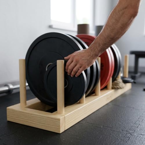 MAUMI Weight Rack for Home Gym - Storage Bumper Plate Rack Holder from Wood | Weight Plate Rack, Weight Plate Holder, Weight Plate Storage, Horizontal Plate Rack, Olympic Plate Rack, 1 2 Inch