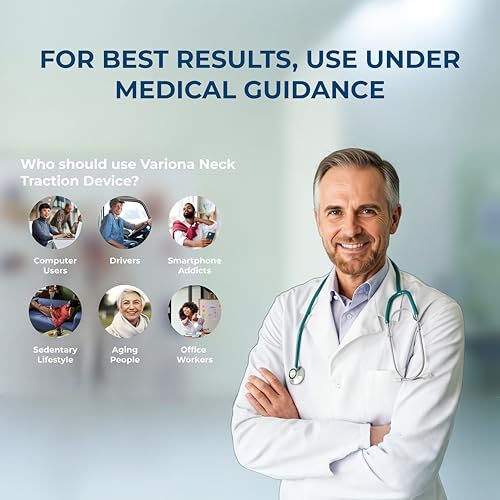 FDA Registered Neck Traction Device for Pain Relief – Inflatable Cervical Neck Stretcher for Home Use, Adjustable Support for Neck Stiffness & Posture, Fits 12"–17" Neck Size