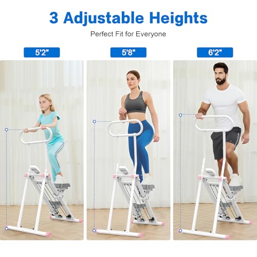 HXD-ERGO Stair Stepper for Home, New Version 6 Adjustable Resistance Vertical Climber Cardio Exercise Machine, Folding Stair Climber for Full Body Workout with Adjustable Handlebar - color: White