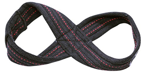 Deadlift Straps Figure 8 Loop Lifting Straps The #1 Choice for Power Lifters weightlifters workout Enthusiasts - color: Black with RED Strips, size: 70 cm Up to 8.0" Wrist Circumference