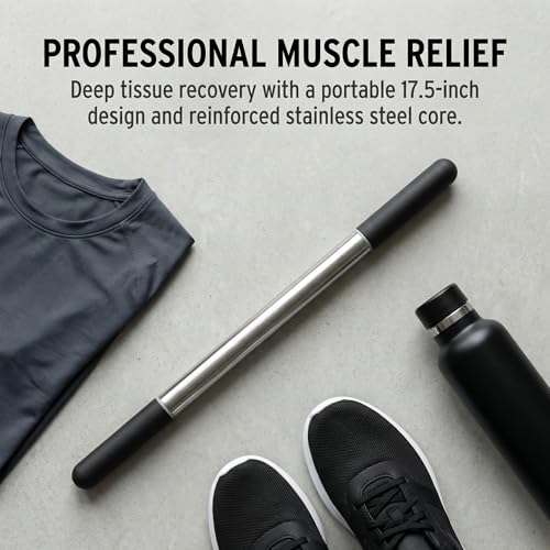Muscle Roller Stick for Deep Tissue Massage & Myofascial Release | Cold Therapy Roller for Back, Legs, Arms, Shoulders | Massage Roller Stick (Black) - color: Black