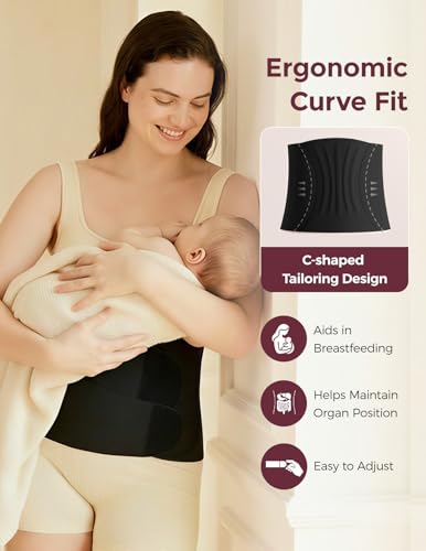 Momcozy Ergowrap Postpartum Belly Band for C-Section Recovery, Abdominal Binder with 3D Lifting & Ergonomic Back Support - color: Standard - Black, size: Standard XX-Large