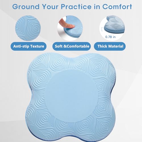 2 Pack Yoga Knee Pads Mat Set - Extra Thick Foam Kneeling Pad Cushion for Knees, Elbows, Wrists, Head - Yoga Essentials for Women Men, Non-Slip Pilates, Meditation, Floor Workouts - color: blue