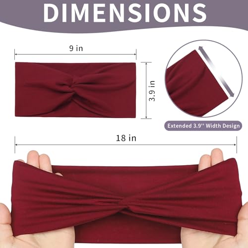 12 Pcs Stretchy Headbands for Women, Absorbed Sport Headband Soft Twist Knotted Hairbands for Daily Life Yoga Workout(Black/Brown/White/Red) - color: Black/Brown/White/Red