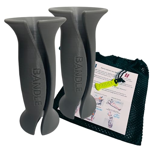 Bandle™ - True Ergonomic Handles for Resistance Bands | Unleash The Full Potential of Pain-Free, Full-Body Workouts | Durable & Comfortable for High-Intensity Training (2 Handles) - color: Steel Gray, size: Standard