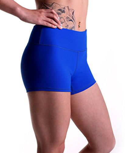 Tough Mode Women's 3" Athletic Workout Volleyball Running WOD Compression Shorts - color: Electric Blue, size: Large