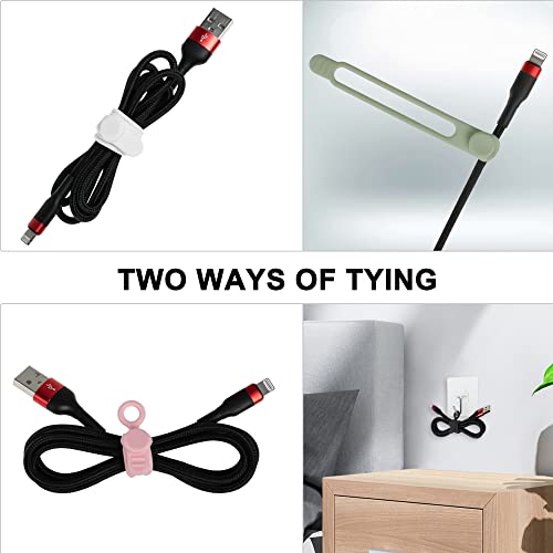 100Pcs Silicone Cable Ties Cord Organizer for Bundling Earphone, Phone Charger, Computer Cords, Reusable Cable Ties Wire Organizer in Home,Office,Kitchen,School (5 Colors) - color: 100pcs-multicolor, size: 4.2 Inch