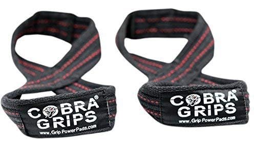 Deadlift Straps Figure 8 Loop Lifting Straps The #1 Choice for Power Lifters weightlifters workout Enthusiasts - color: Black with RED Strips, size: 60 cm Up to 6.0" Wrist Circumference