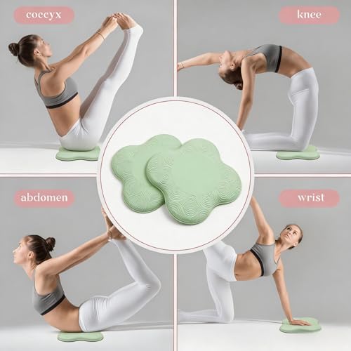 2PC Extra Thick Foam Yoga Knee Pads - Non-Slip Cushion for Knees & Elbows Ideal for Fitness Travel Meditation Kneeling Balance Floor Pilates - color: Green